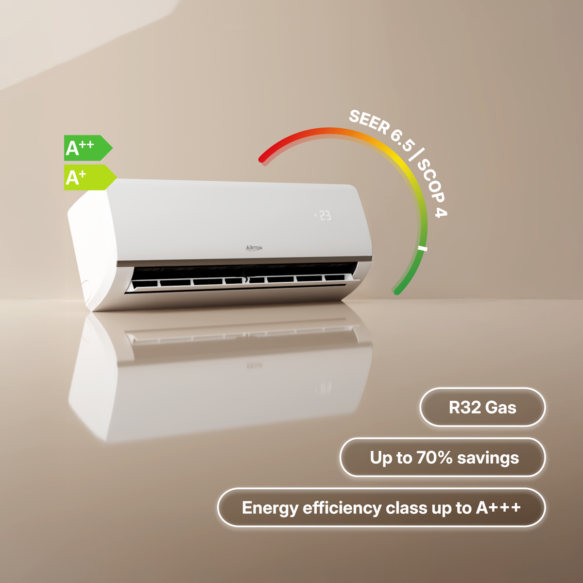Smart Wall Mounted Split Air Conditioner with Heat Pump
